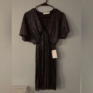 Nordstrom black and rainbow tinsel mini party dress